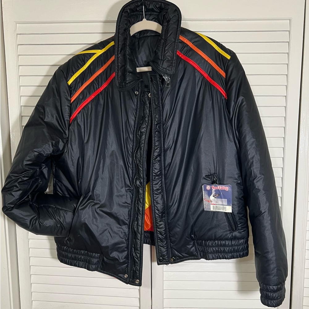 Sun valley Goldwin Puffer Jacket Coat Black Active Skiwear Vintage Size XL